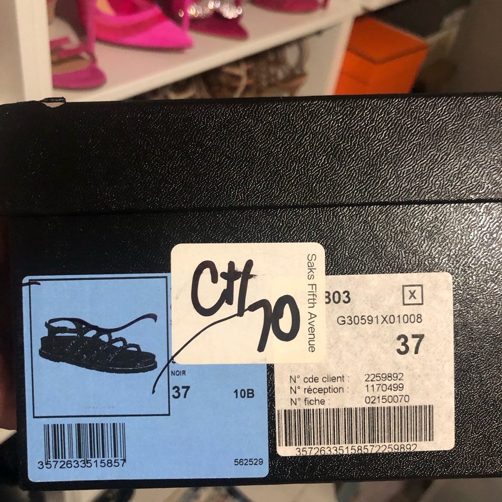 💥 CHANEL Leather Chain Gladiator Dad Sandals Sz 37 - Picture 8 of 10